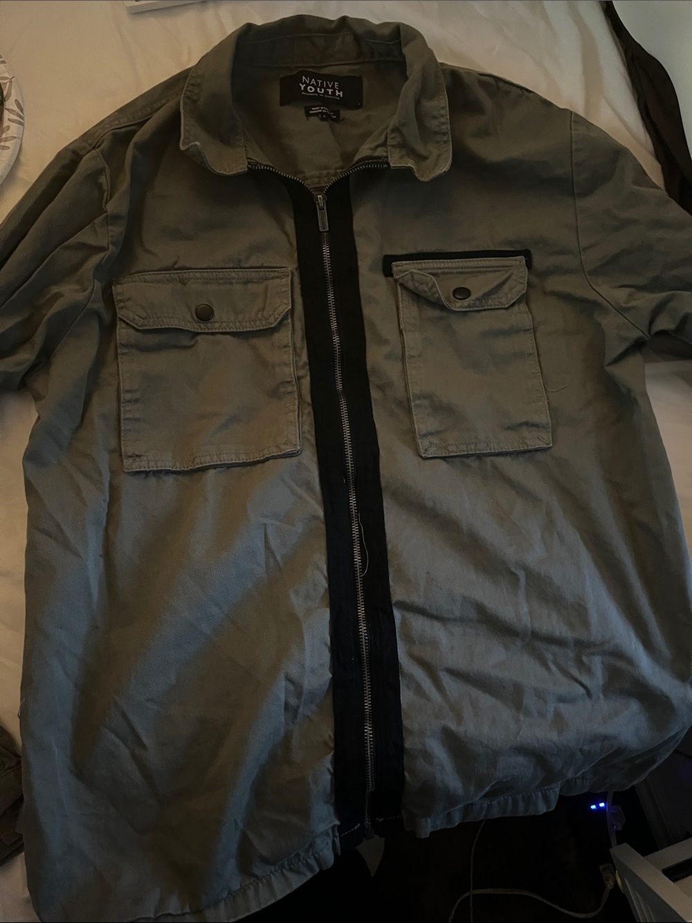 NATIVE YOUTH Olive Military Field Jacket